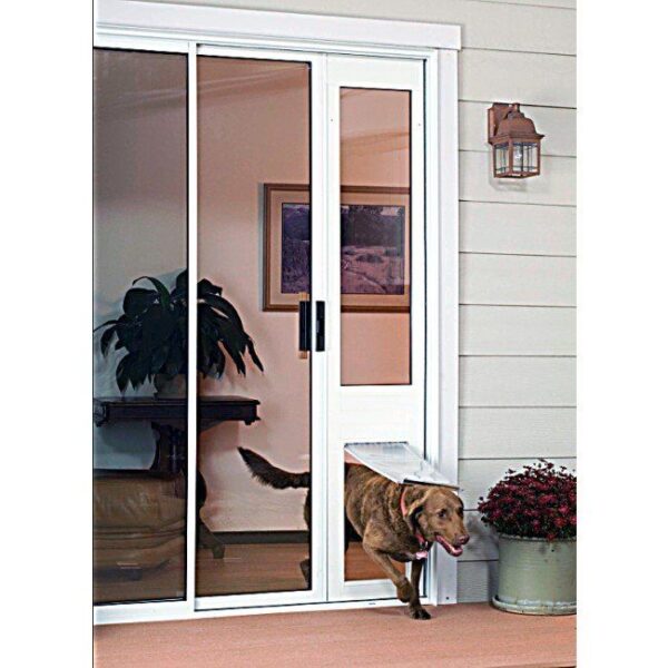 White Thermo Panel Pet Door Insert in Sliding Glass Door