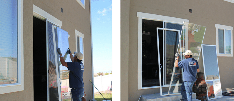 DIY Pet Door Installation Step 3 - Remove the Existing Glass from Sliding Door Frame